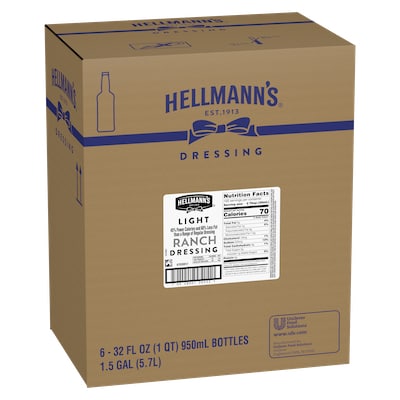 Hellmann's® Light Ranch Salad Dressing 6 x 32 oz - To your best salads with Hellmann's® Light Ranch Salad Dressing (6 x 32 oz) that looks, performs and tastes like you made it yourself.